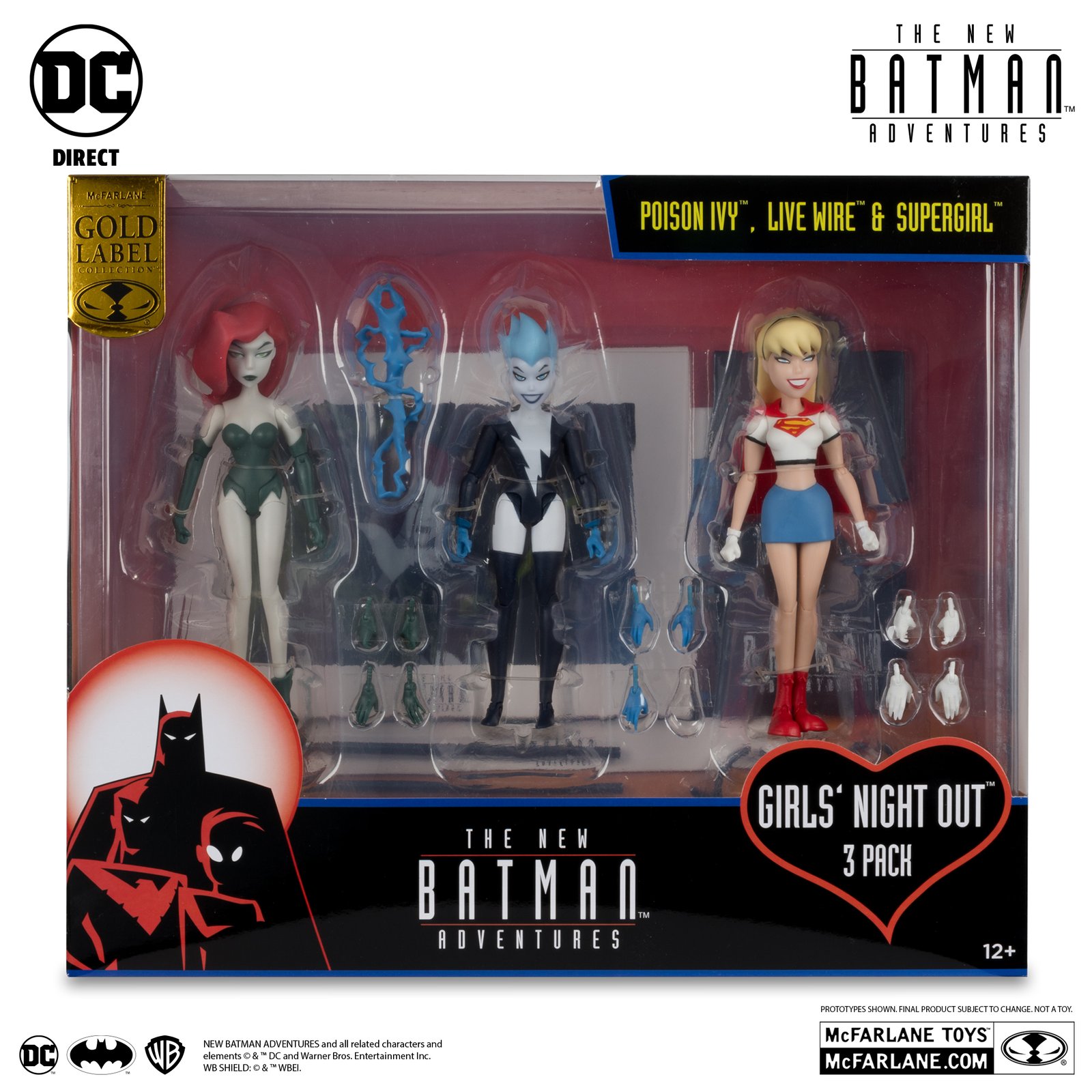 McFarlane Batman Adventures Poison Ivy Live Wire Supergirl (Girls’ Night Out) 3pk Gold Label